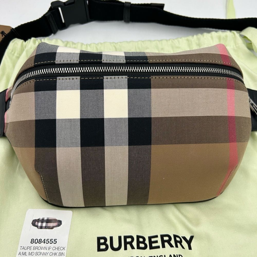 Unisex Burberry multicolor adjustable check belt bag/fanny pack made in Italy